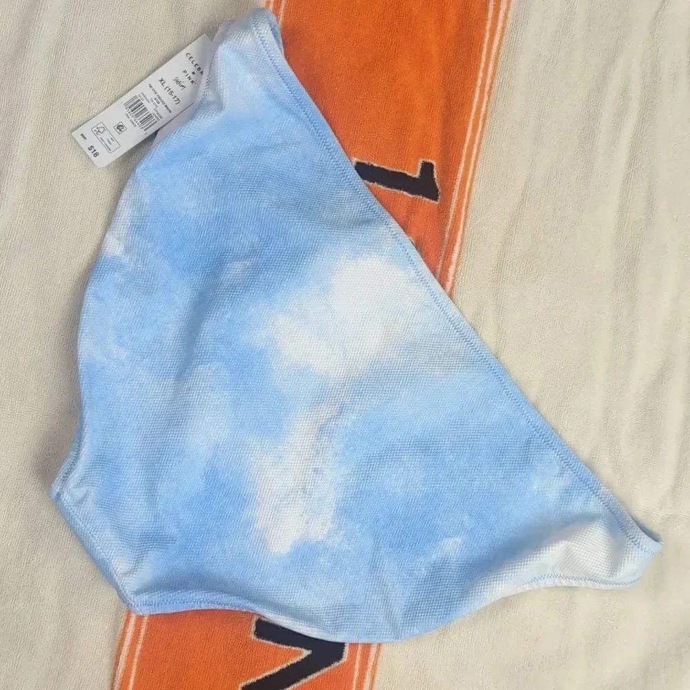 NWT Celebrity Pink Blue & White Tie Dye Bikini Bottom - Picture 11 of 12